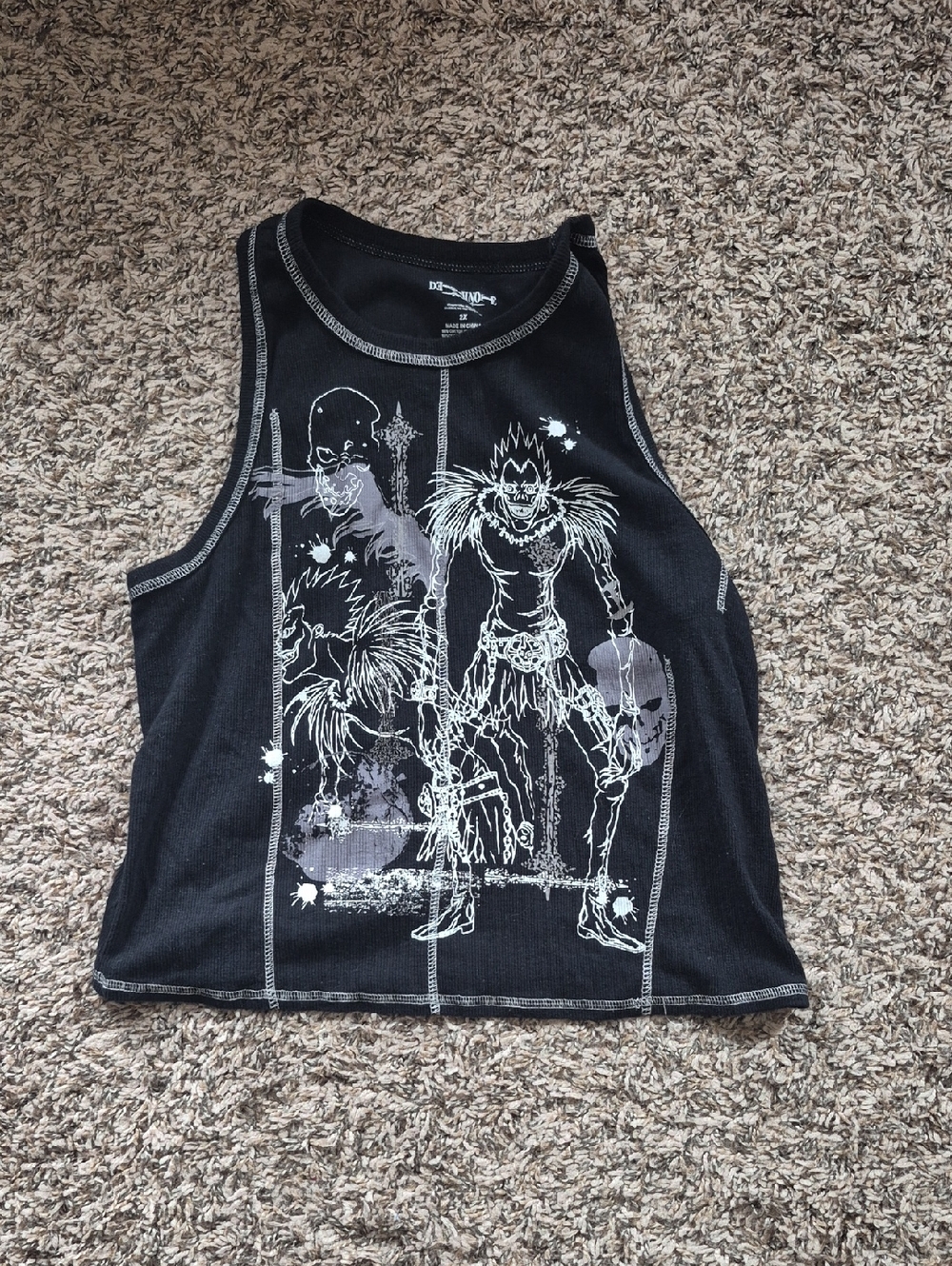 Death Note Tank Top with White Skull Design